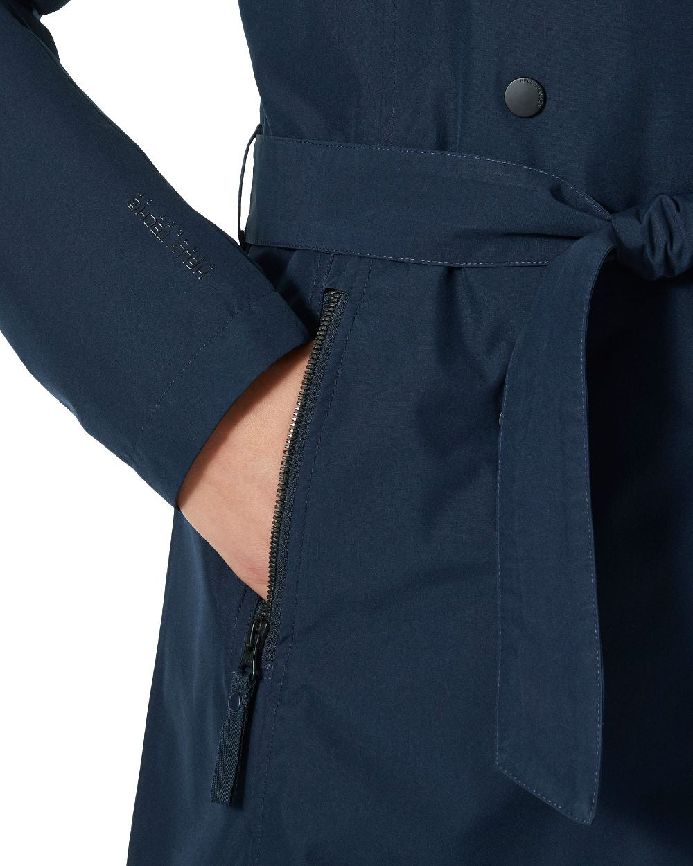 Navy Coloured Helly Hansen Womens Welsey II Insulated Trench Coat on white background