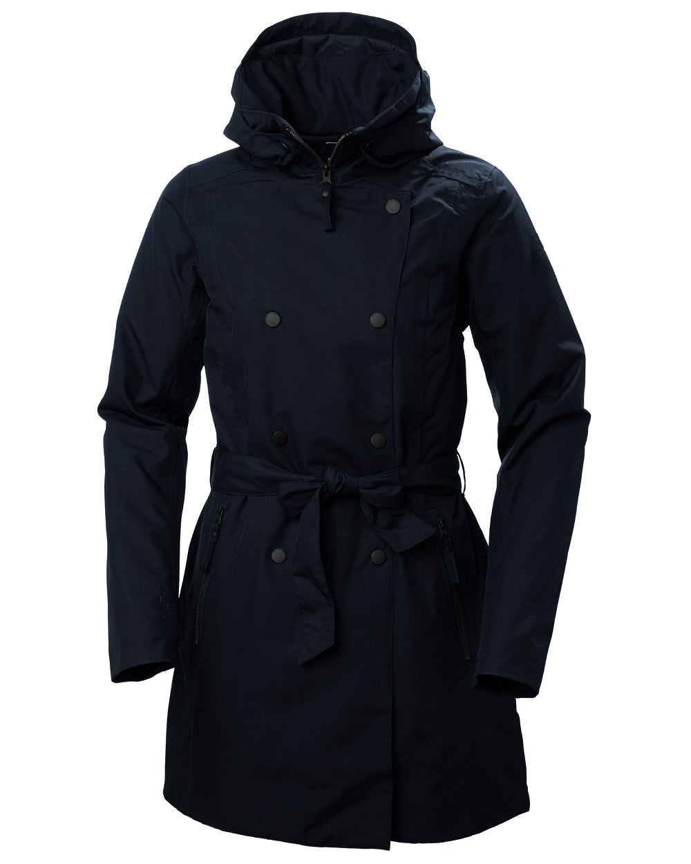 Navy Coloured Helly Hansen Womens Welsey II Insulated Trench Coat on white background