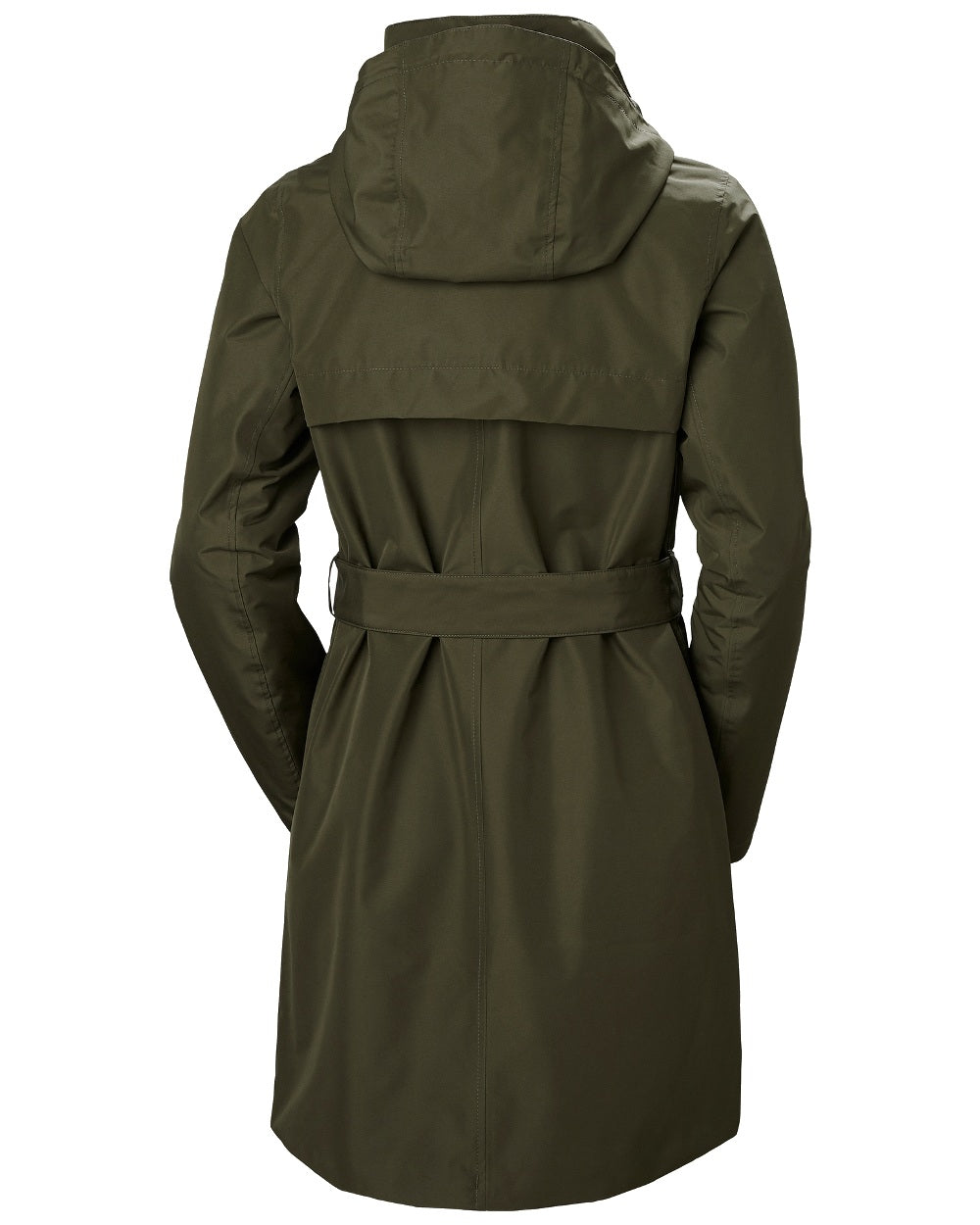 Utility Green Coloured Helly Hansen Womens Welsey II Insulated Trench Coat on white background