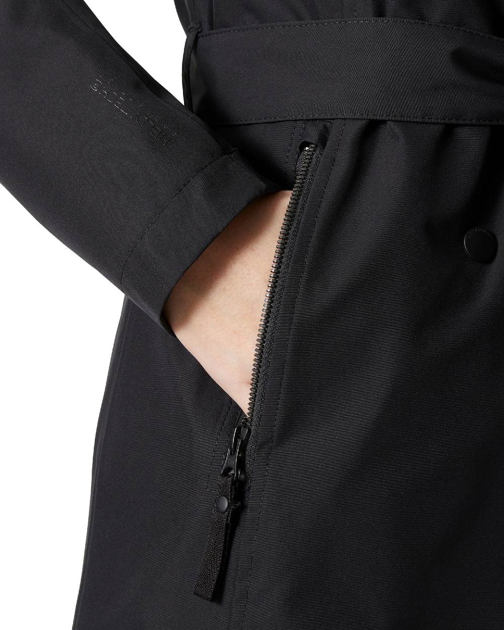 Black Coloured Helly Hansen Womens Welsey II Insulated Trench Coat on white background