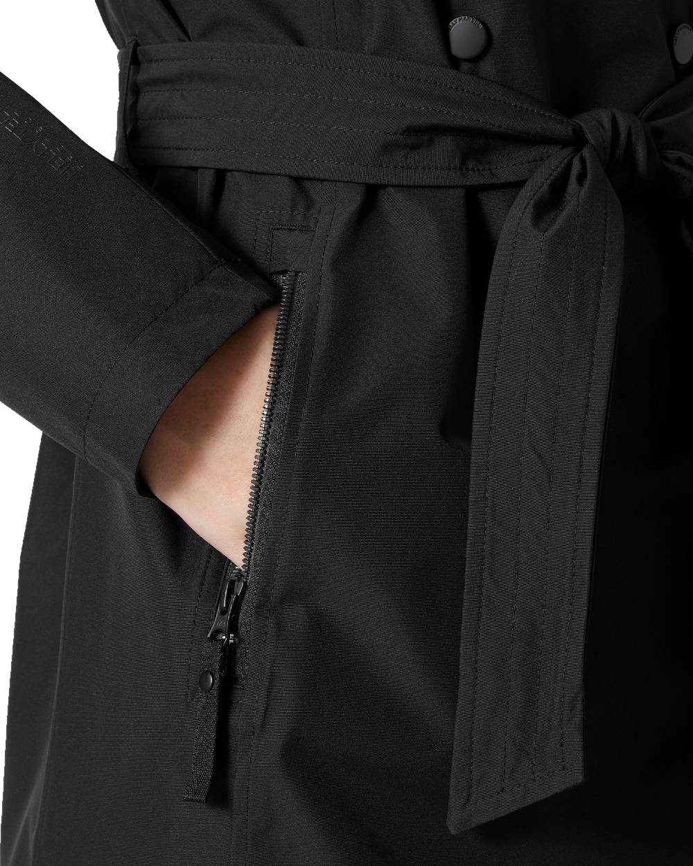 Black Coloured Helly Hansen Womens Welsey II Trench Coat on white background