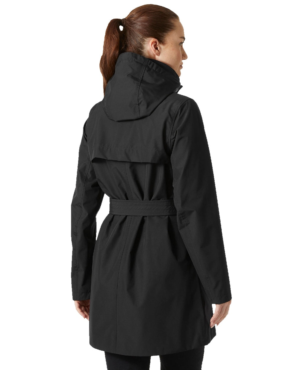 Black Coloured Helly Hansen Womens Welsey II Trench Coat on white background