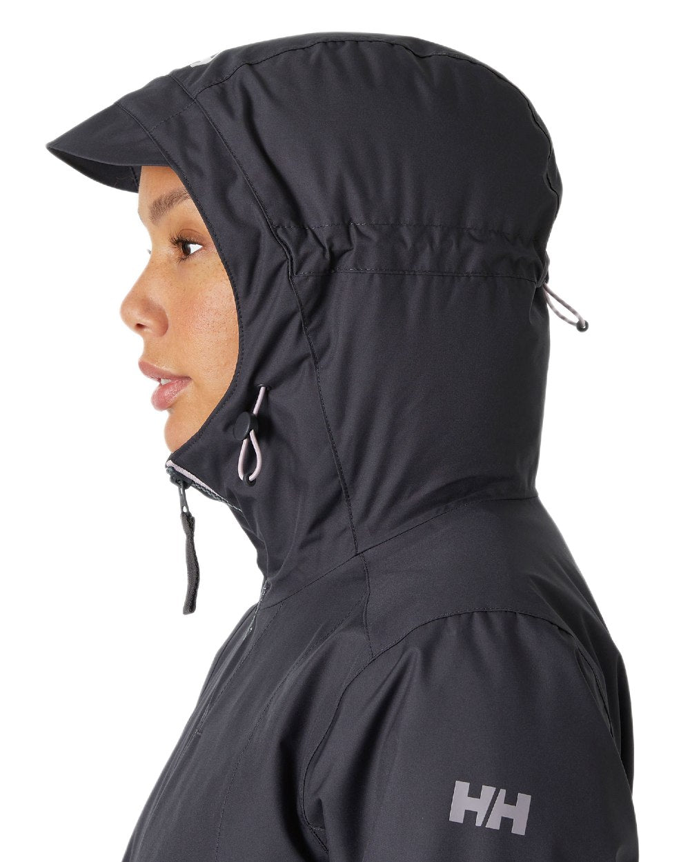 Ebony Coloured Helly Hansen Womens Westport Insulated Coat on white background