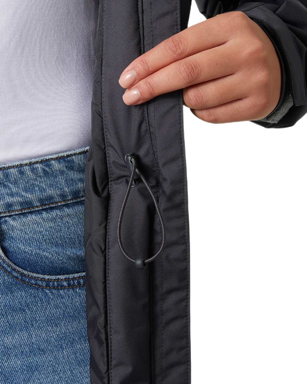 Ebony Coloured Helly Hansen Womens Westport Insulated Coat on white background