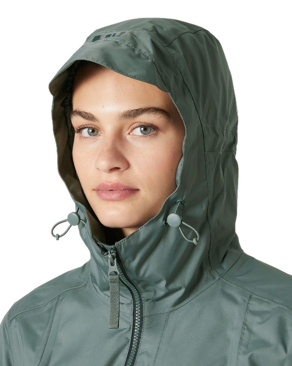 Grey Cactus coloured Helly Hansen Womens Westport Raincoat on white background