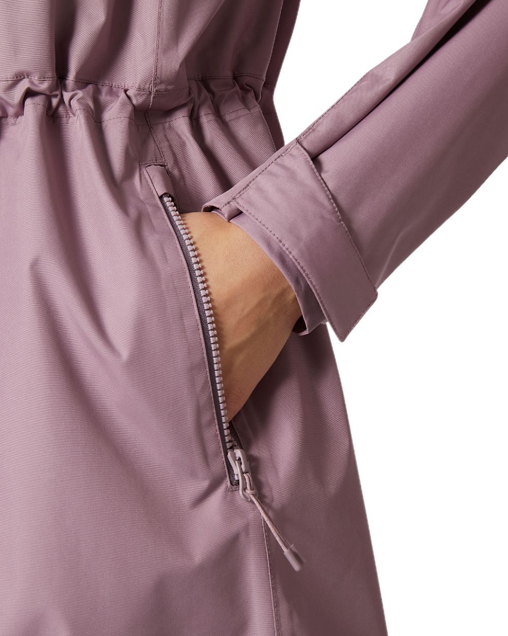Purple Clay coloured Helly Hansen Womens Westport Raincoat on white background