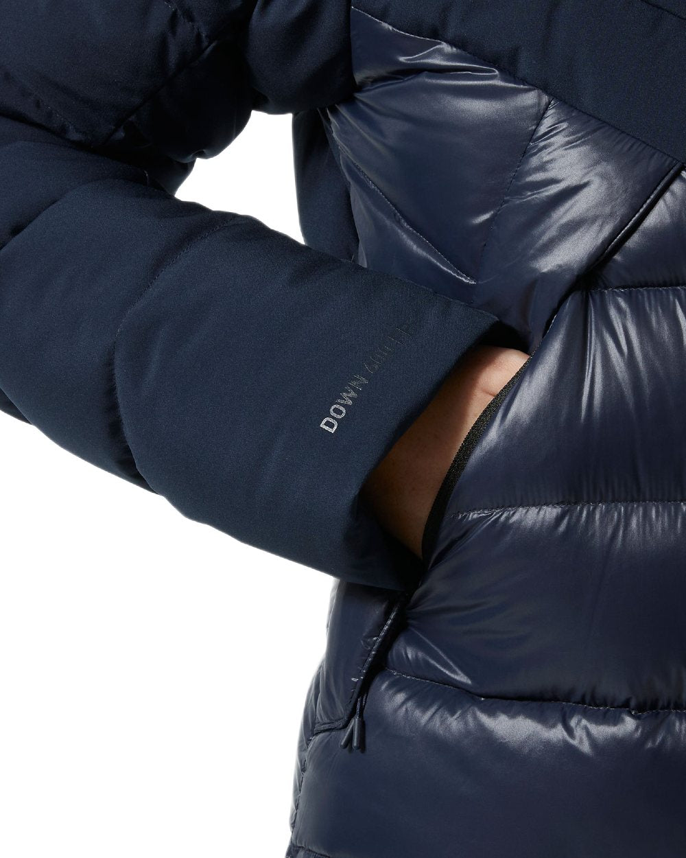 Navy Coloured Helly Hansen Womens Winter Bliss Down Jacket on white background