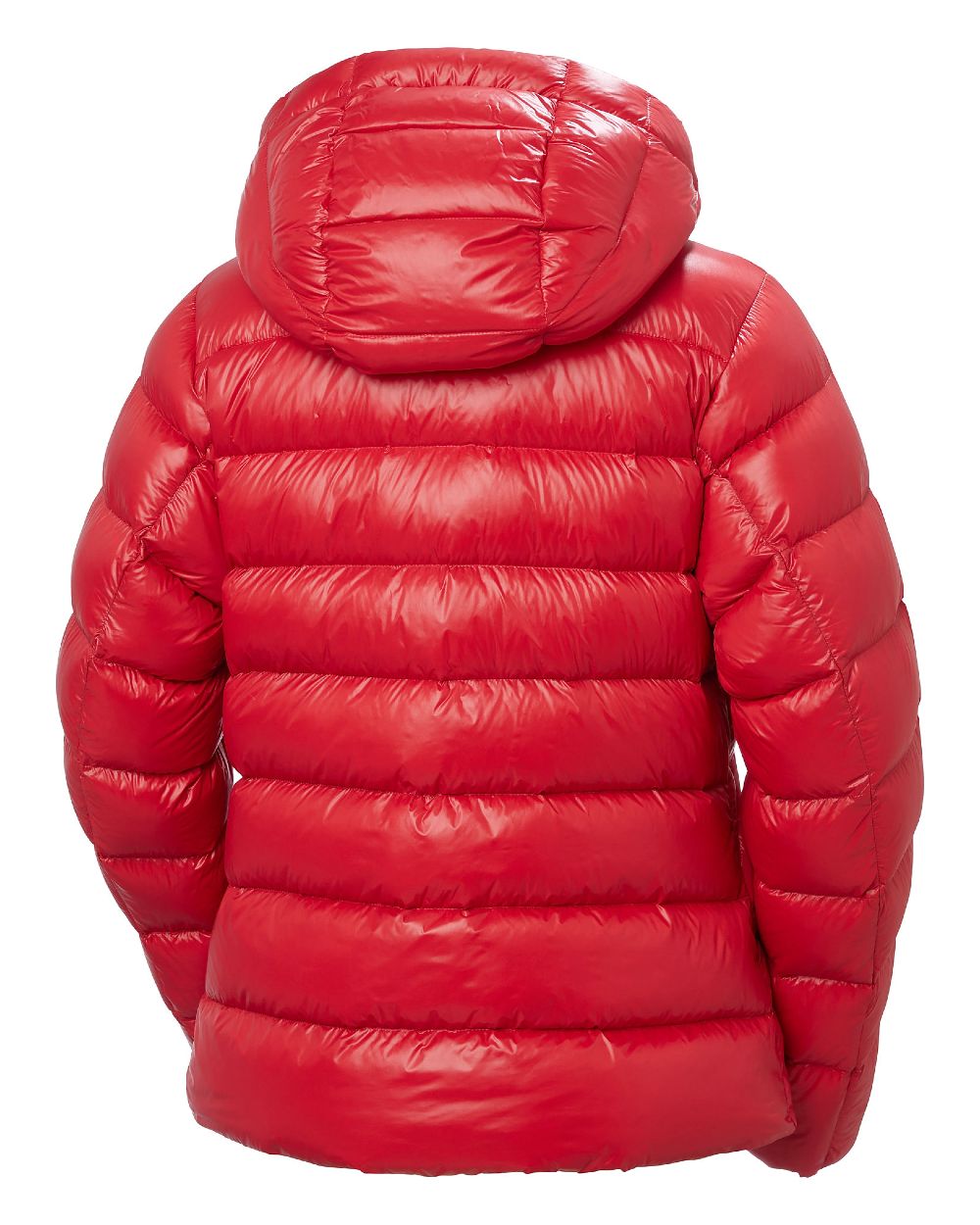 Red Coloured Helly Hansen Womens Winter Bliss Down Jacket on white background