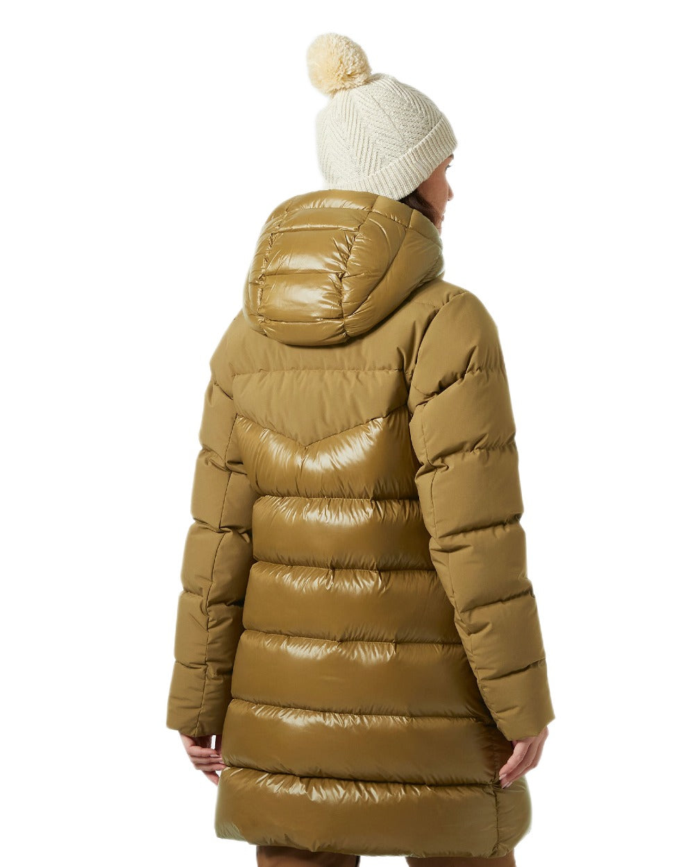 Sepia Coloured Helly Hansen Womens Winter Bliss Down Parka on white background