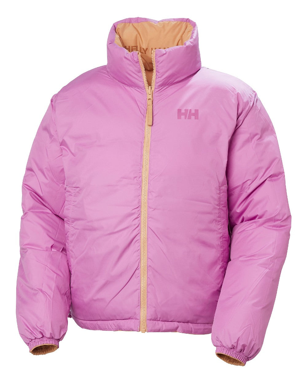 Sandstorm Coloured Helly Hansen Womens YU 23 Reversible Puffer Jacket on white background