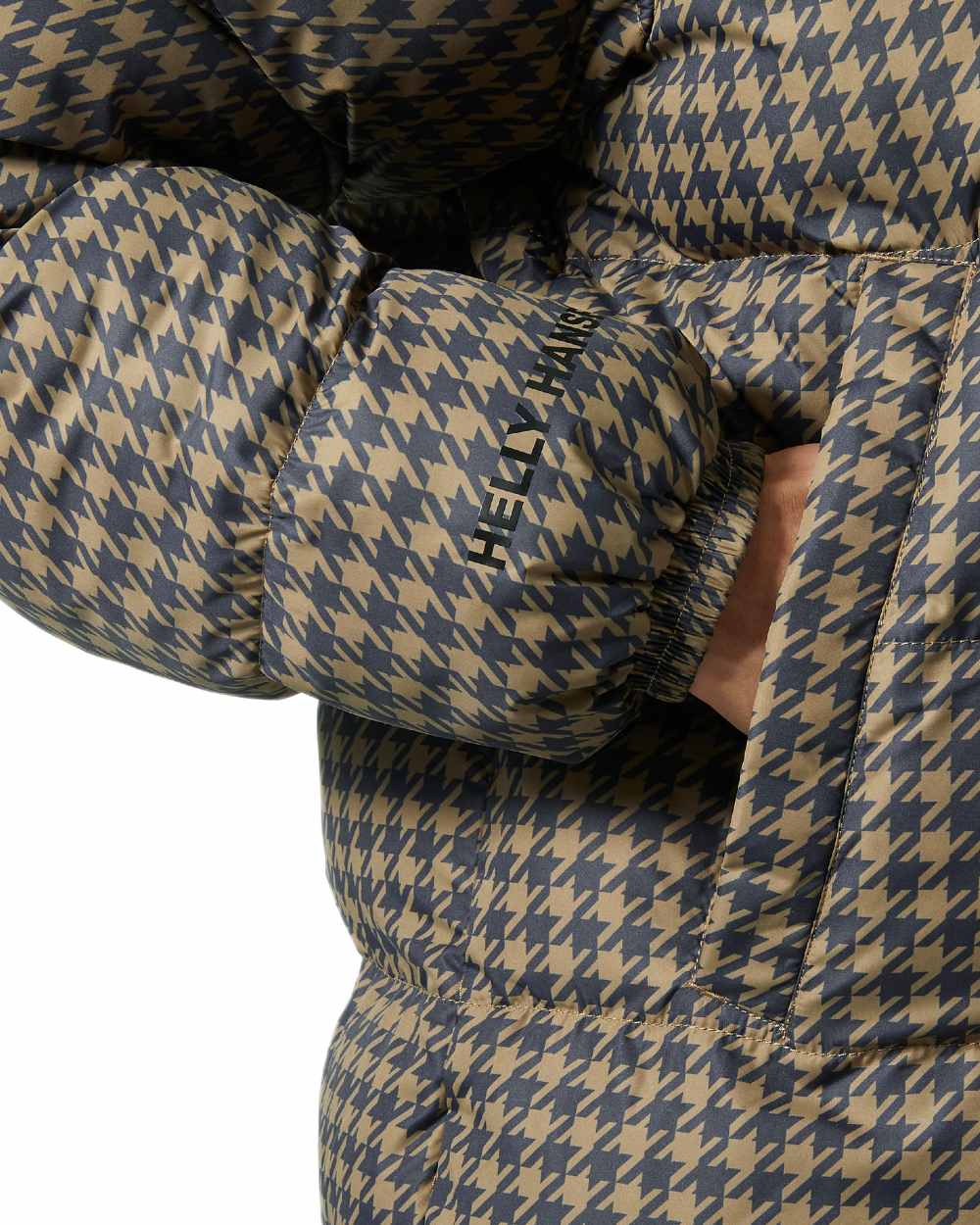 Sepia Coloured Helly Hansen Womens YU 23 Reversible Puffer Jacket on white background