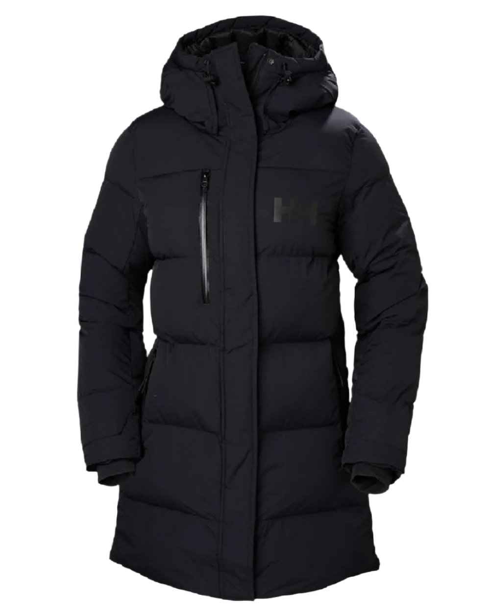 Black Helly Hansen Adore Ladies Puffy Parka on white background