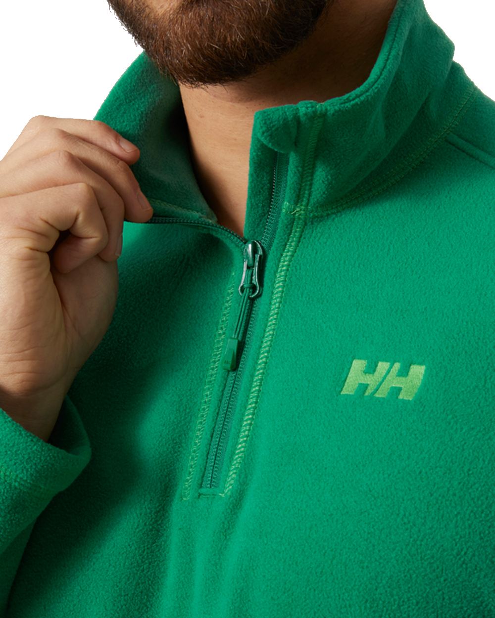 Malachite coloured Helly Hansen Daybreaker 1/2 Zip Fleece on white background