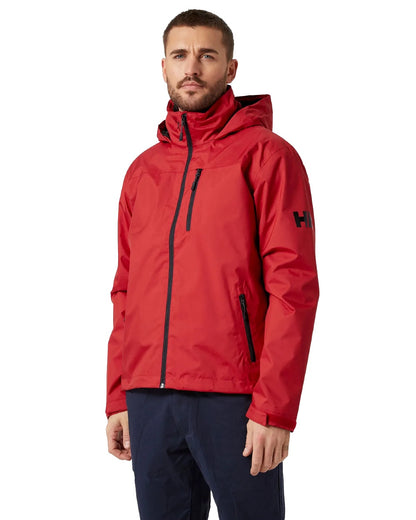Helly Hansen Mens Crew Hooded Midlayer Sailing Jacket in Red 