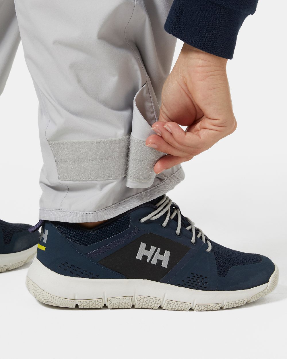 Grey Fog coloured Helly Hansen Womens HP Foil Sailing Pants 2.0 on grey background