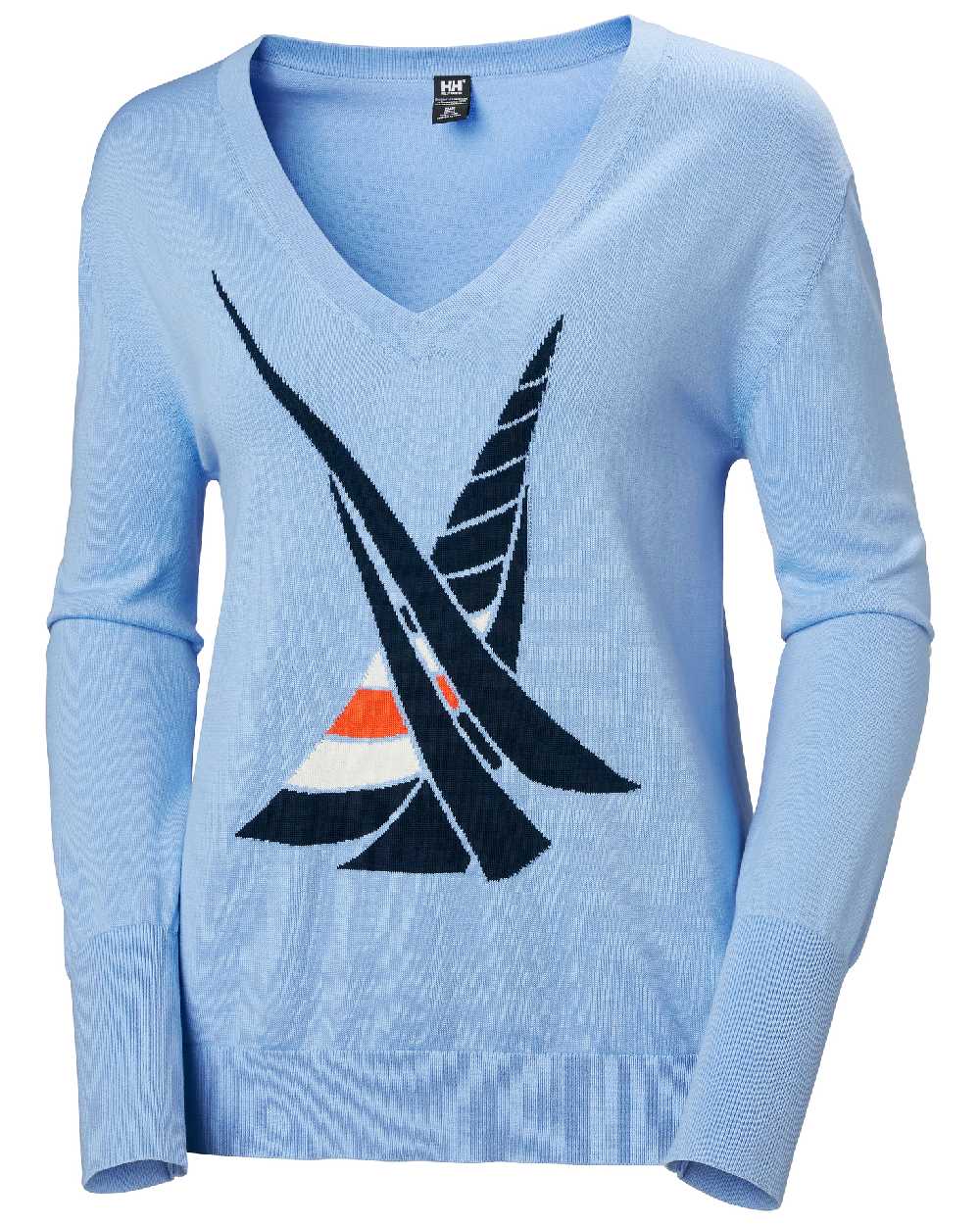 Bright Blue Coloured Helly Hansen Womens Salt Summer Knit Sweater on white background 