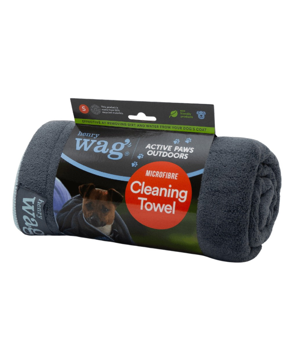 Grey Black coloured Henry Wag Microfibre Towel on white background
