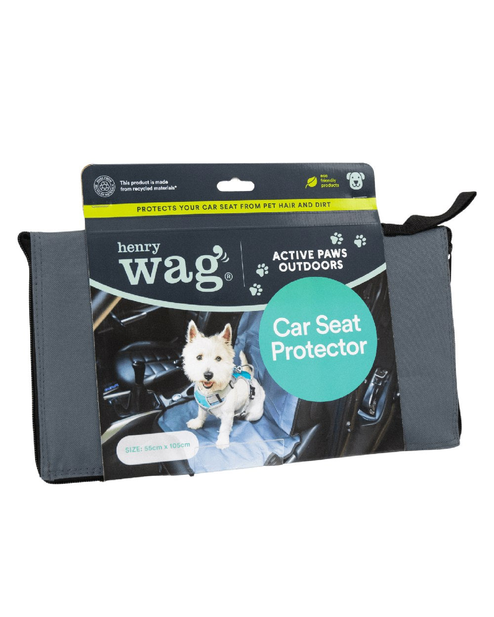 Grey Black coloured Henry Wag Single Car Seat Cover on white background