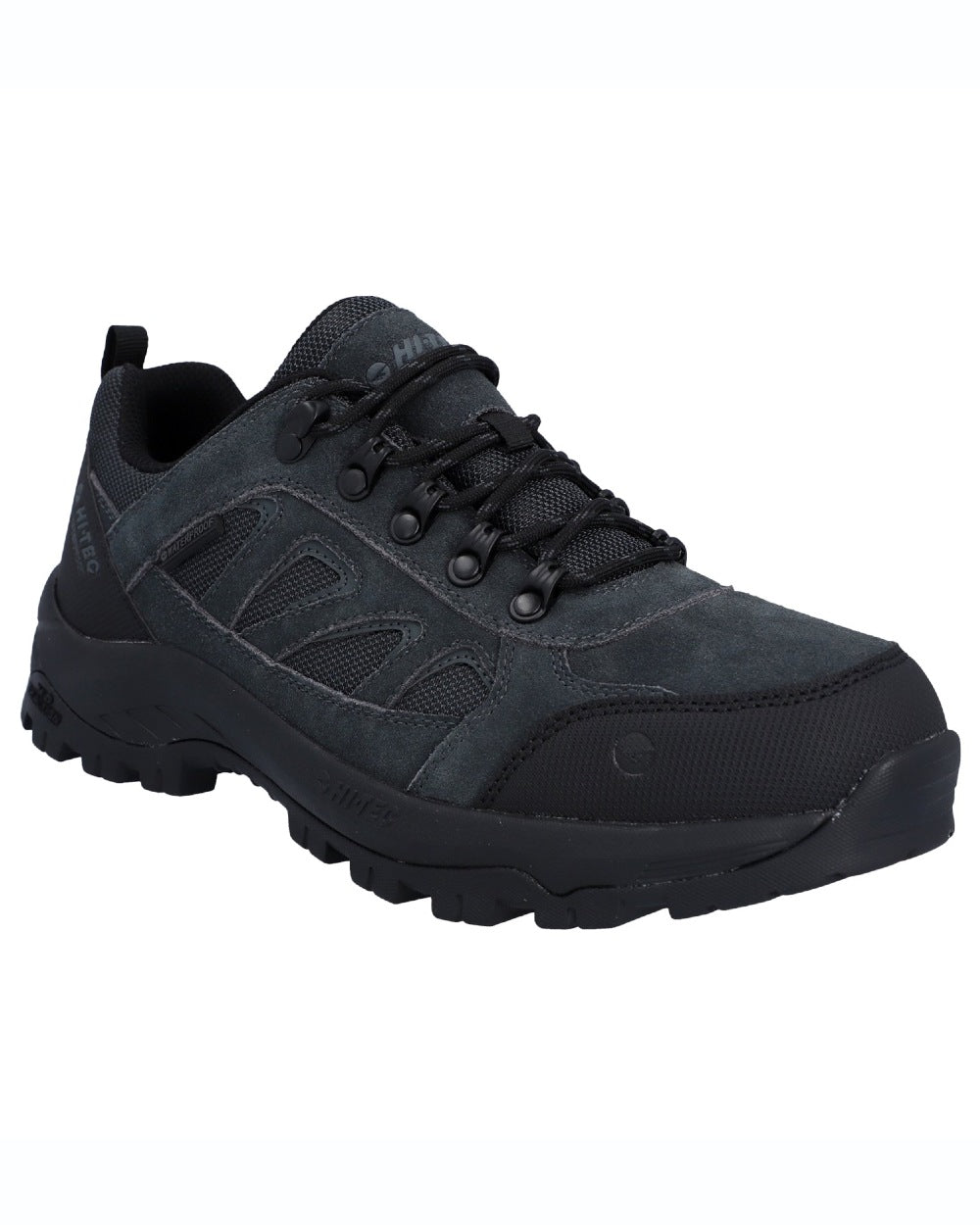 Charcoal Black coloured Hi-Tec Mens Bandera Expedition Low Hikers Shoes on white background