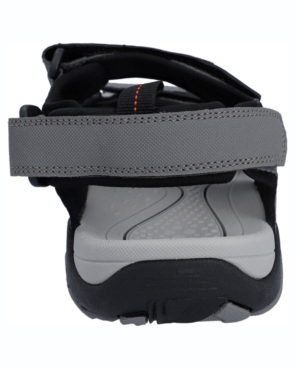 Steel Grey Black Orange Coloured Hi-Tec Crater Sandals On A White Background