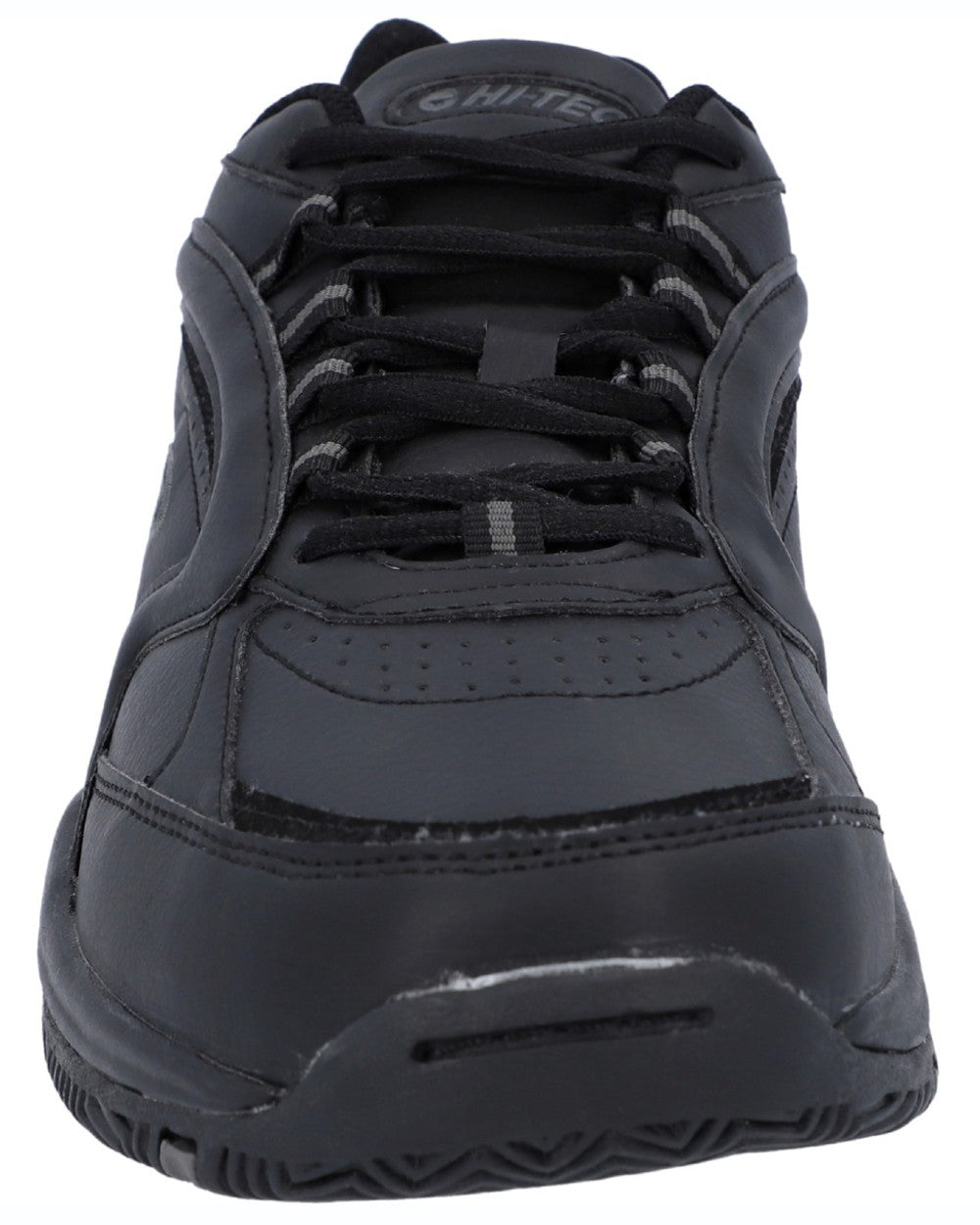 Black coloured Hi-Tec Mens Blast Lite Wide Fit Trainers on white background
