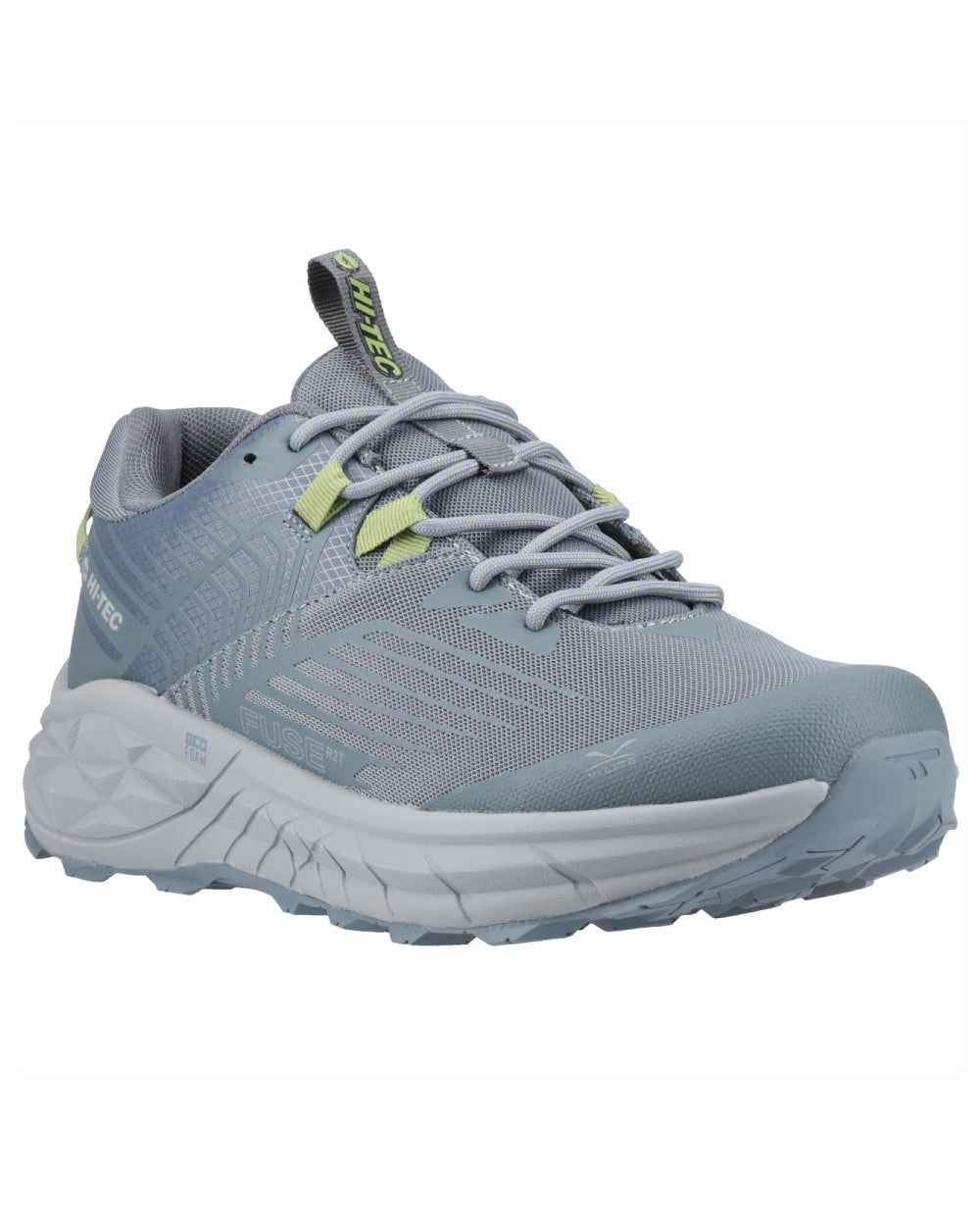 Dark Slate Stormy Weather Coloured Hi-Tec Mens Fuse Trail Low Trainers On A White Background