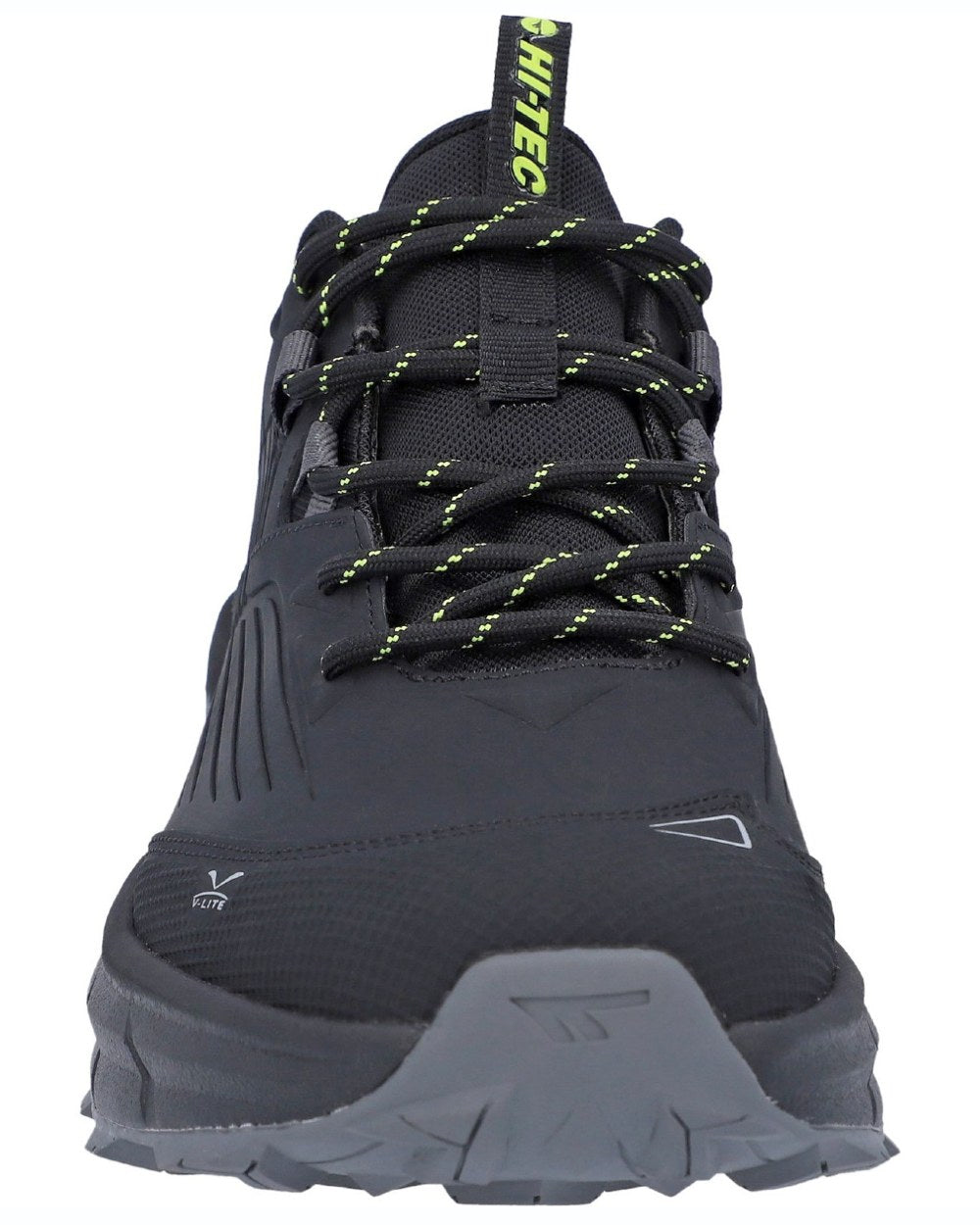 Black coloured Hi-Tec Mens Fuse Trek Hiking Shoes on white background