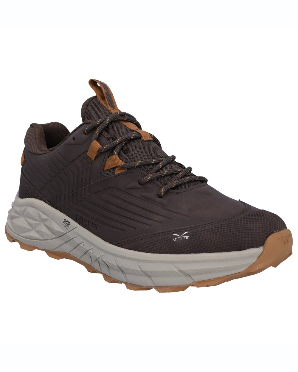 Brown coloured Hi-Tec Mens Fuse Trek Hiking Shoes on white background