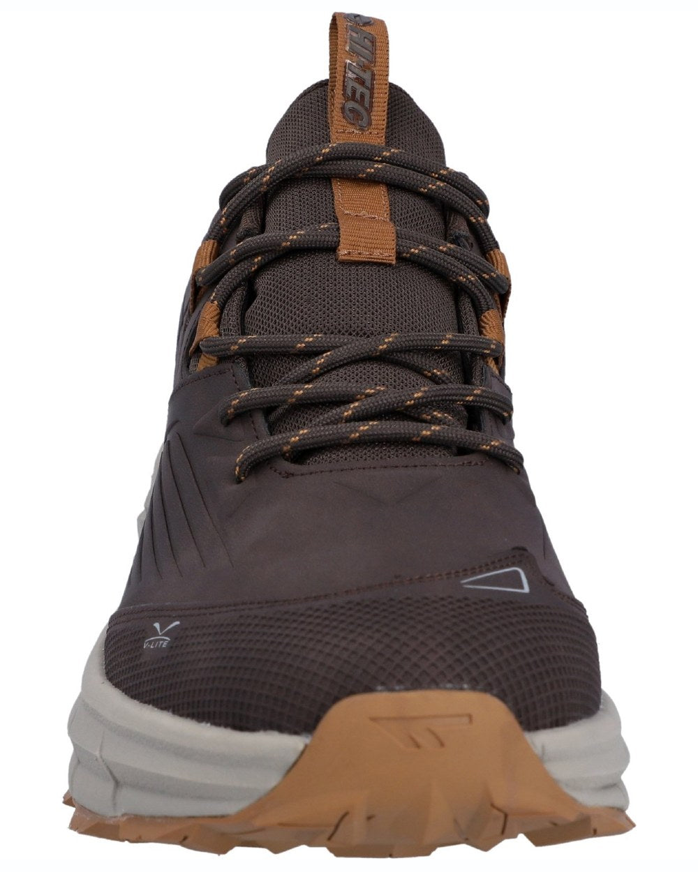 Brown coloured Hi-Tec Mens Fuse Trek Hiking Shoes on white background