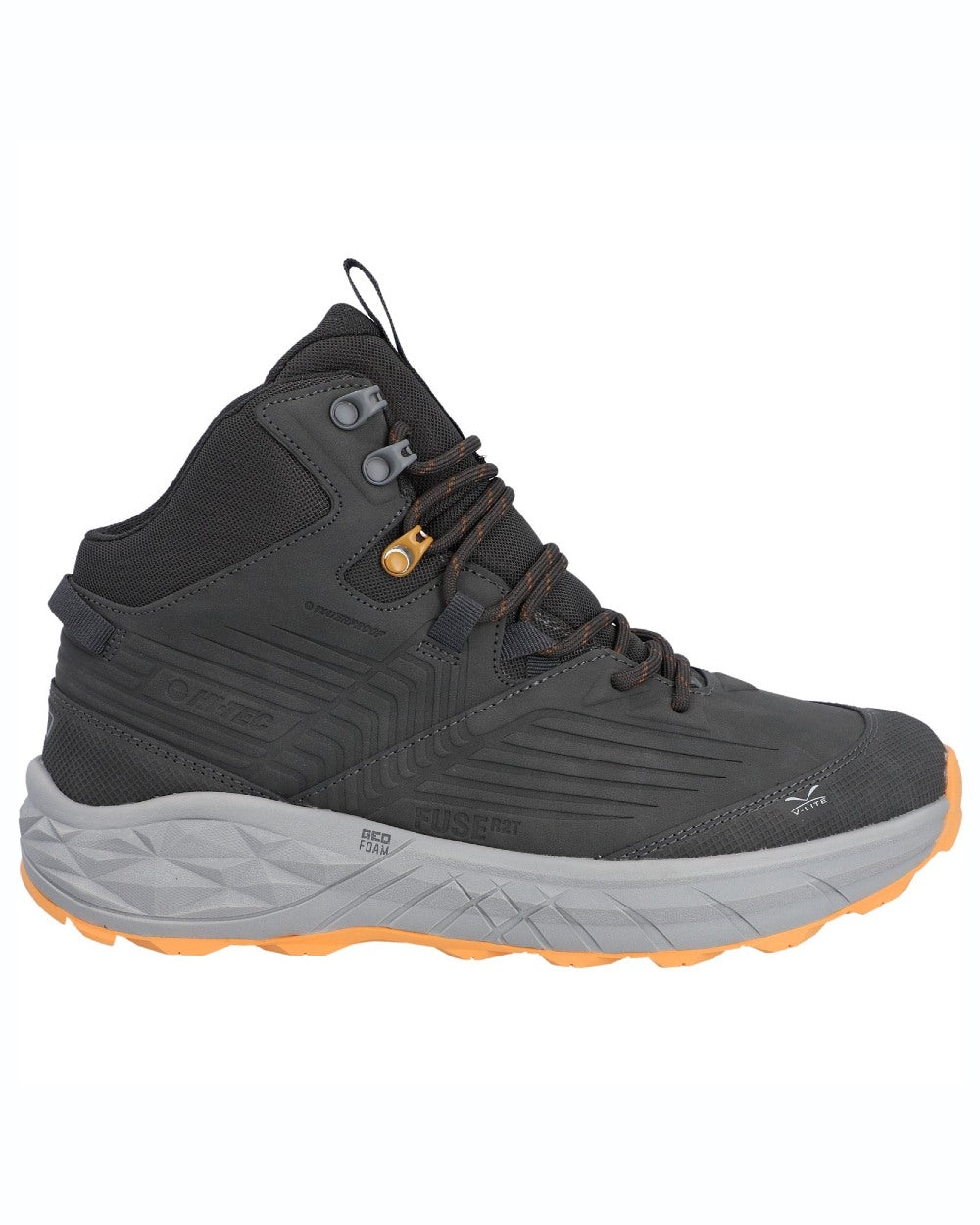 Chocolate Brown Timber Wolf coloured Hi-Tec Mens Fuse Trek Mid Hiking Boots on white background