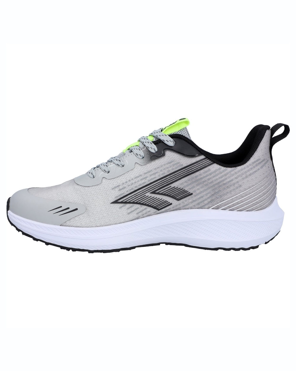 Cool Grey Black Acid Lime coloured Hi-Tec Mens Santorini Trainers on white background