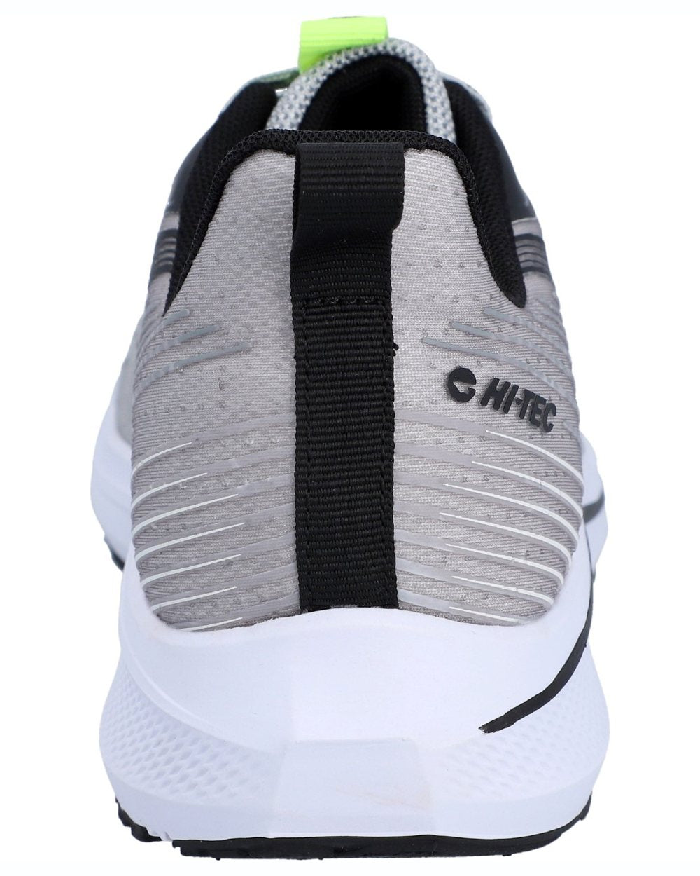 Cool Grey Black Acid Lime coloured Hi-Tec Mens Santorini Trainers on white background