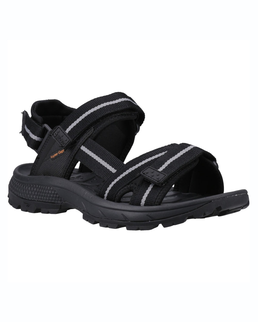 Black Grey Orange Coloured Hi-Tec Mens Sierra Sandals On A White Background