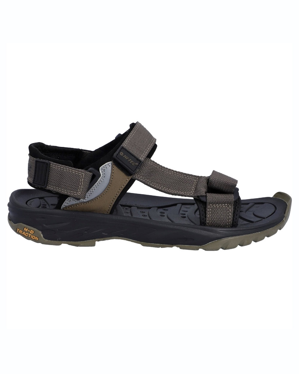 Desert Black coloured Hi-Tec Mens Ula Raft Sandals on white background
