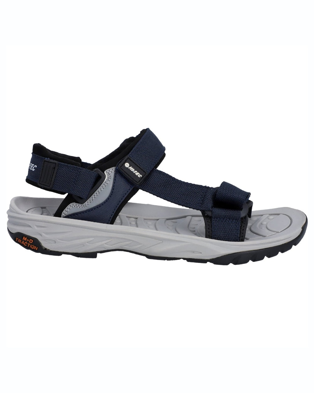 Navy Black coloured Hi-Tec Mens Ula Raft Sandals on white background