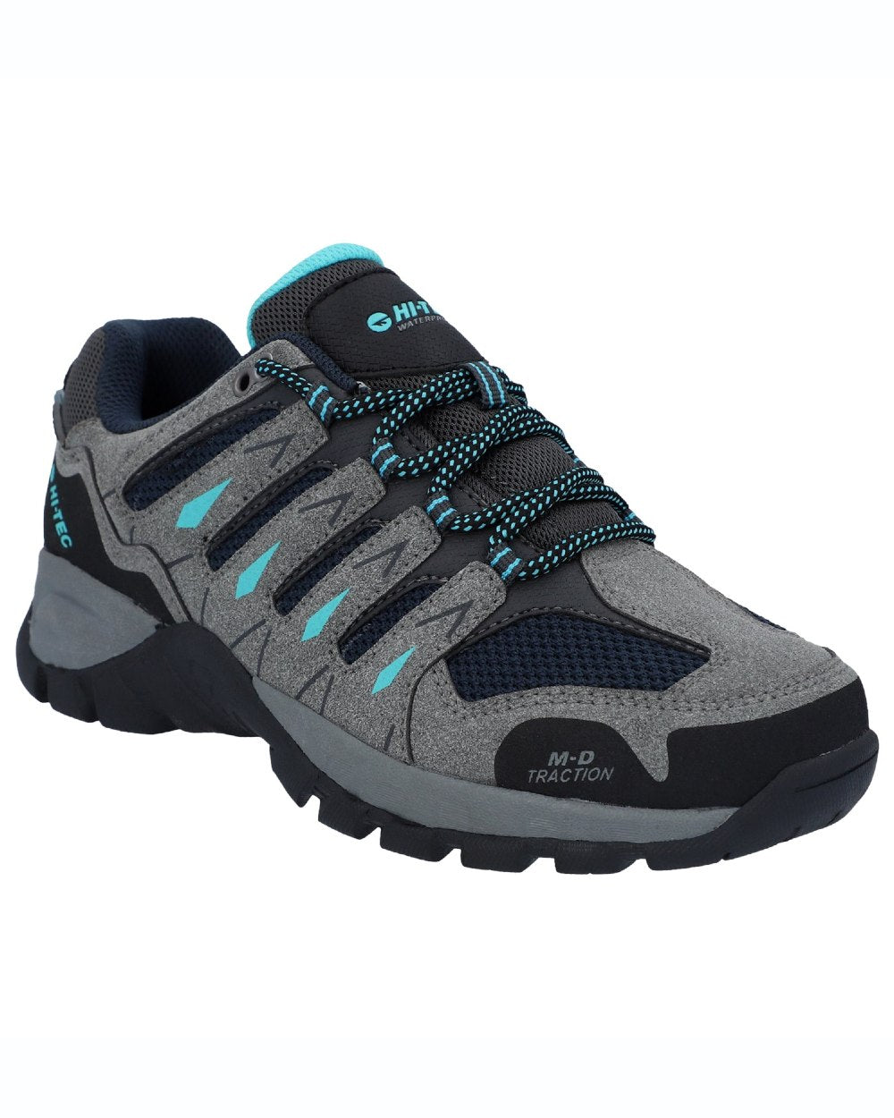 Grey coloured Hi-Tec Womens Corzo Low Hikers on white background