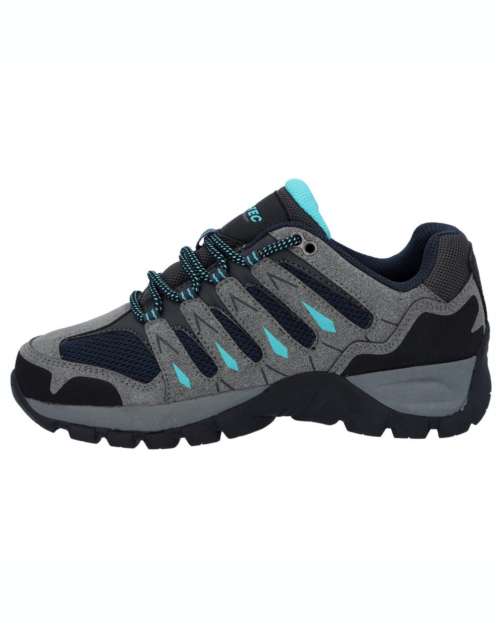 Grey coloured Hi-Tec Womens Corzo Low Hikers on white background