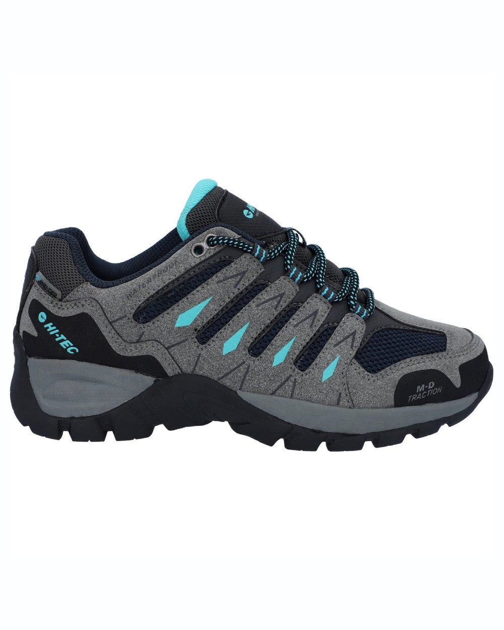 Grey coloured Hi-Tec Womens Corzo Low Hikers on white background