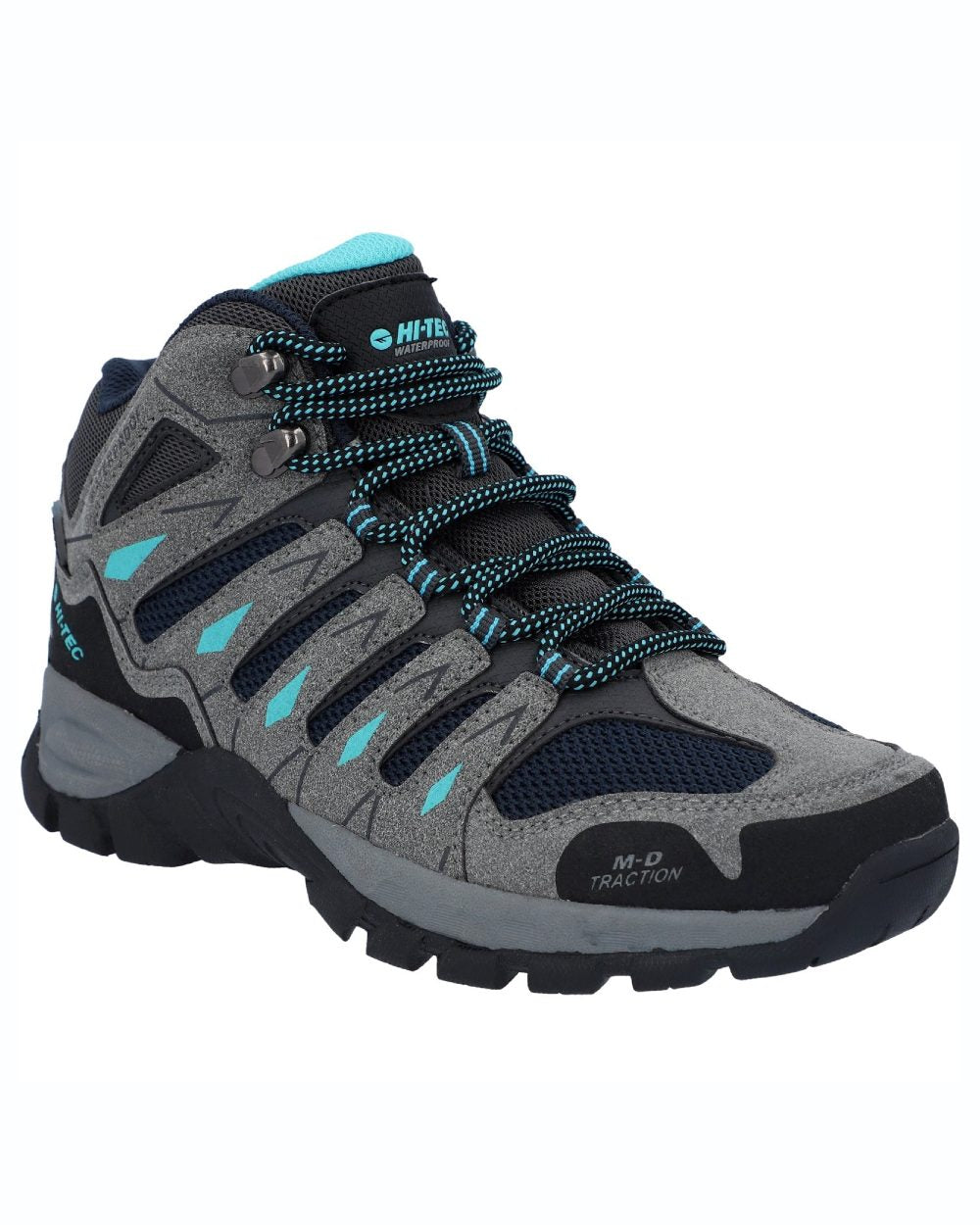 Grey coloured Hi-Tec Womens Corzo Mid Boots on white background