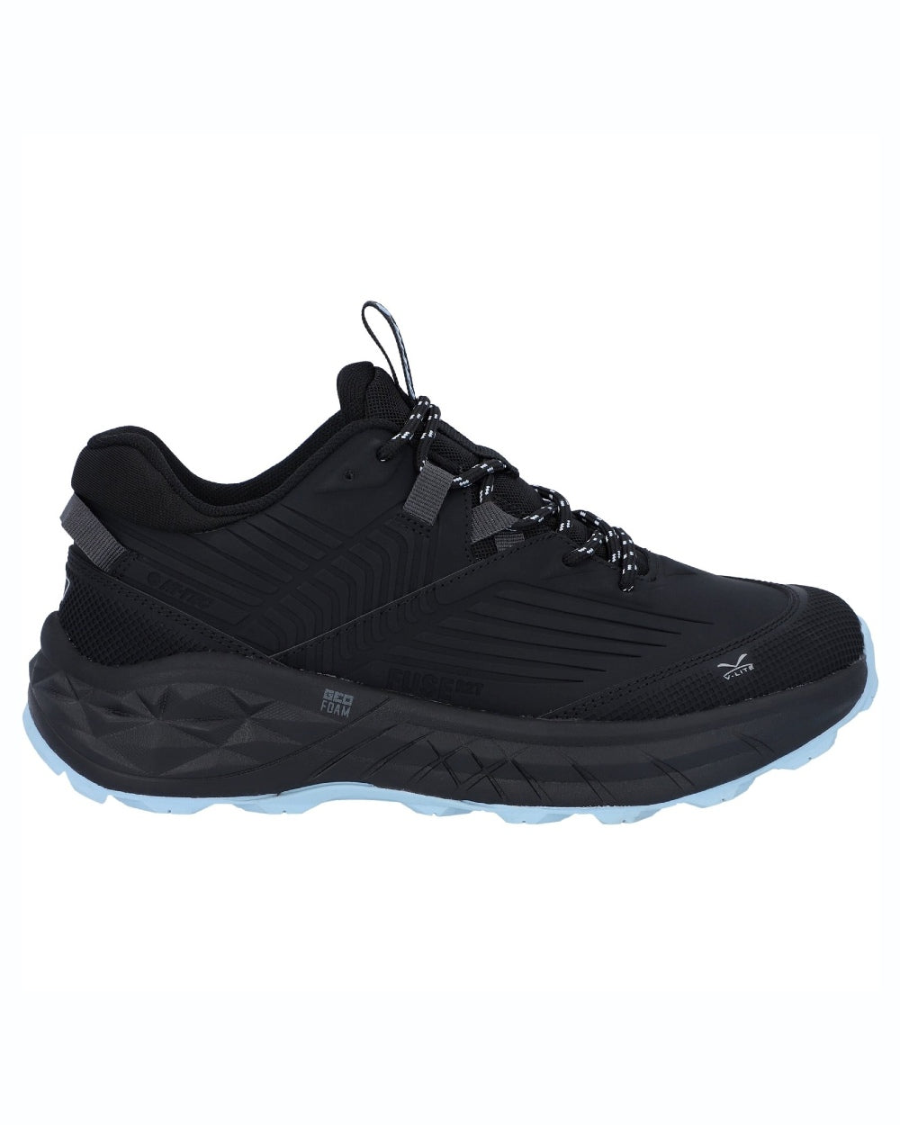 Black Blue coloured Hi-Tec Womens Fuse Trek Hiking Shoes on white background