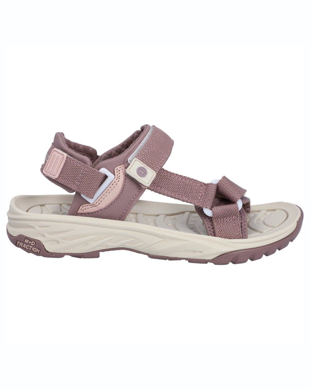 Rose Grey coloured Hi-Tec womens Ula Raft Sandals on white background
