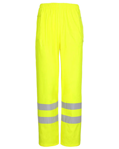 Front view Fort Mens Air Reflex Hi-Vis Trousers in yellow with Reflective strips