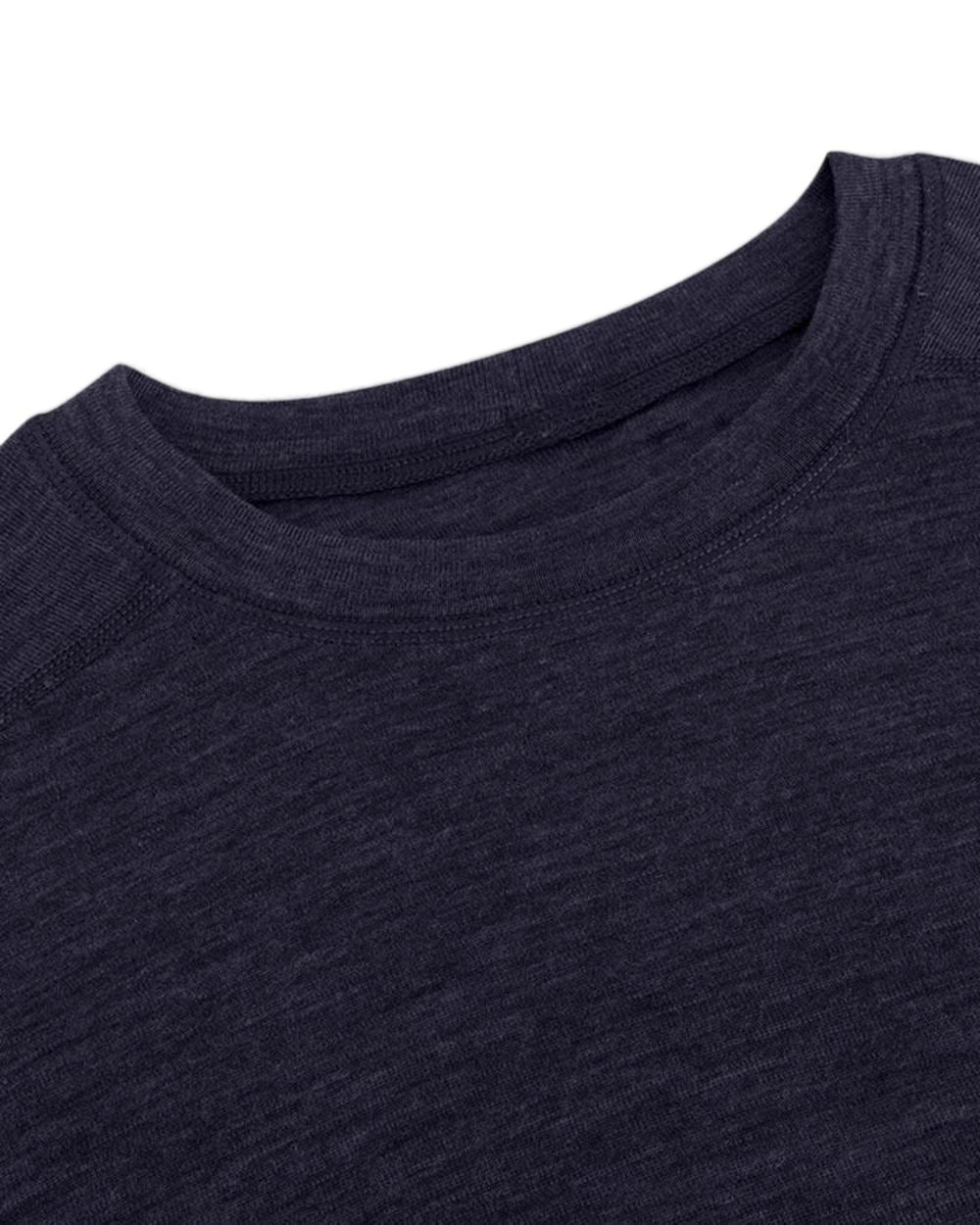 Navy Coloured Hoggs of Fife 100% Merino Wool Long Sleeve Crew Neck Base Layer on white background