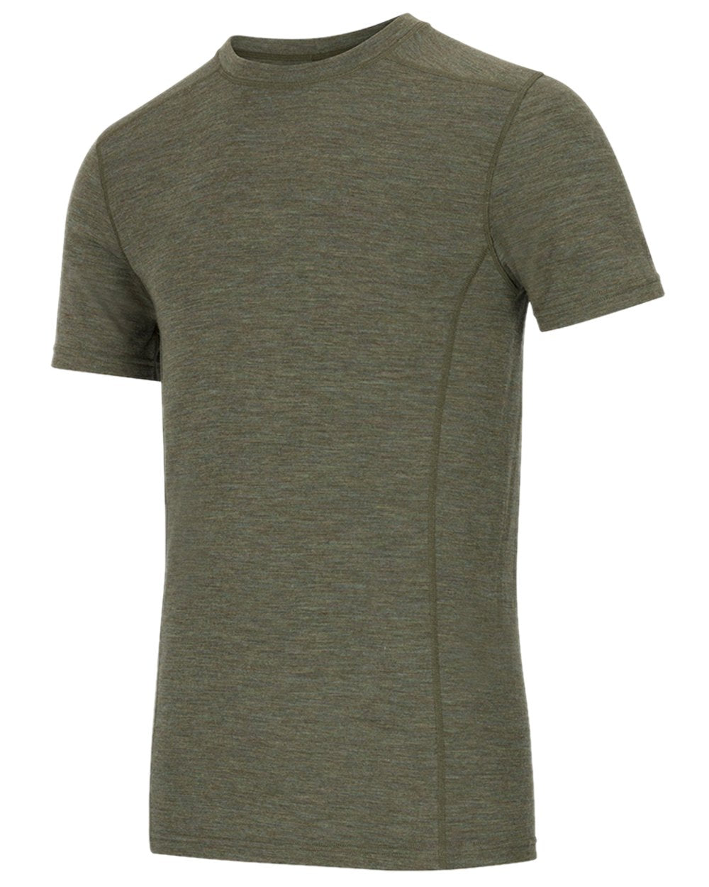 Green Coloured Hoggs of Fife 100% Merino Wool Short Sleeve Crew Neck Base Layer on white background