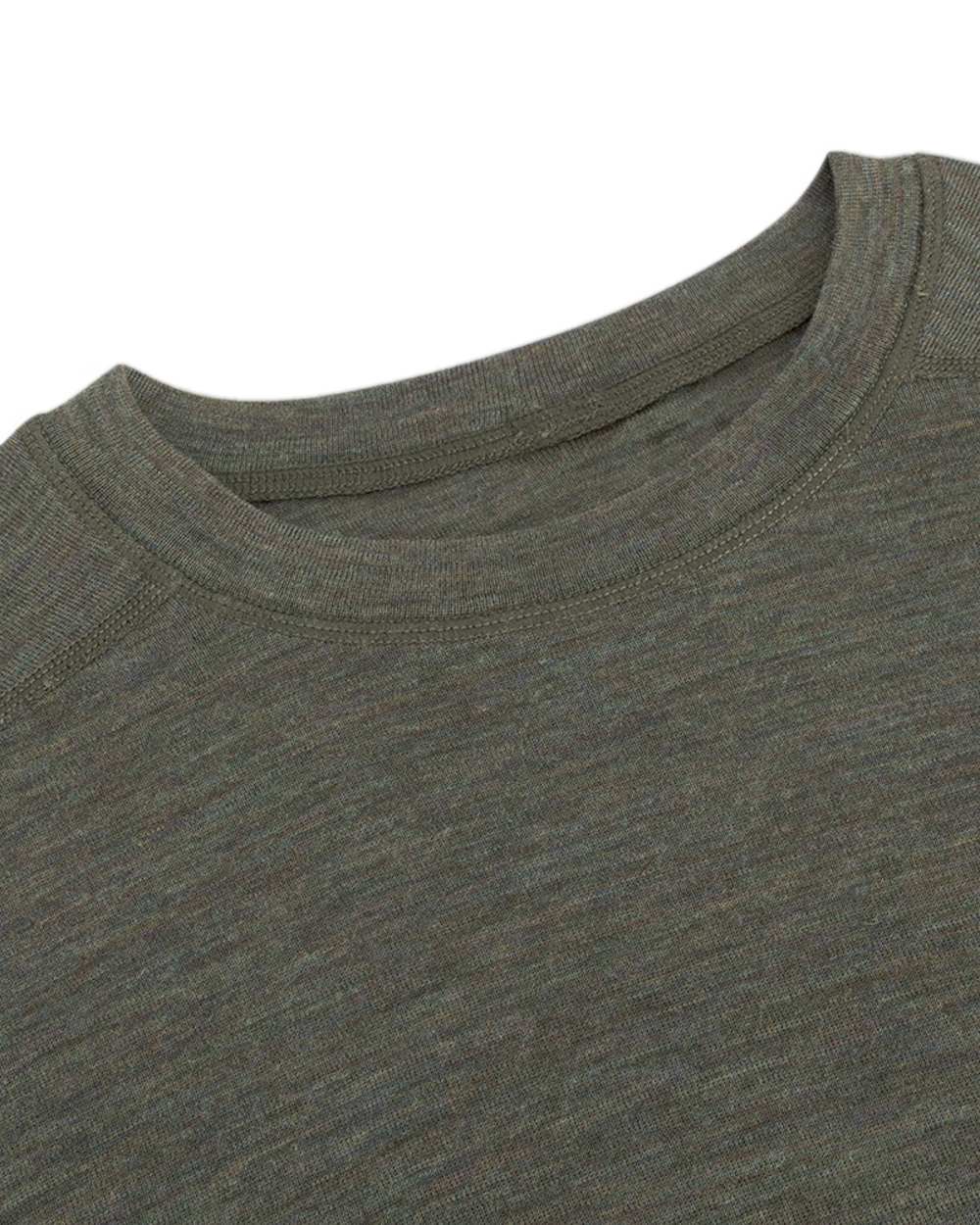 Green Coloured Hoggs of Fife 100% Merino Wool Short Sleeve Crew Neck Base Layer on white background