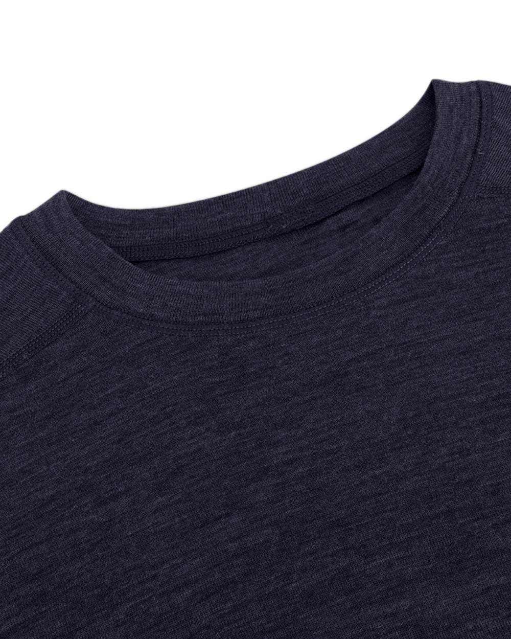 Navy Coloured Hoggs of Fife 100% Merino Wool Short Sleeve Crew Neck Base Layer on white background