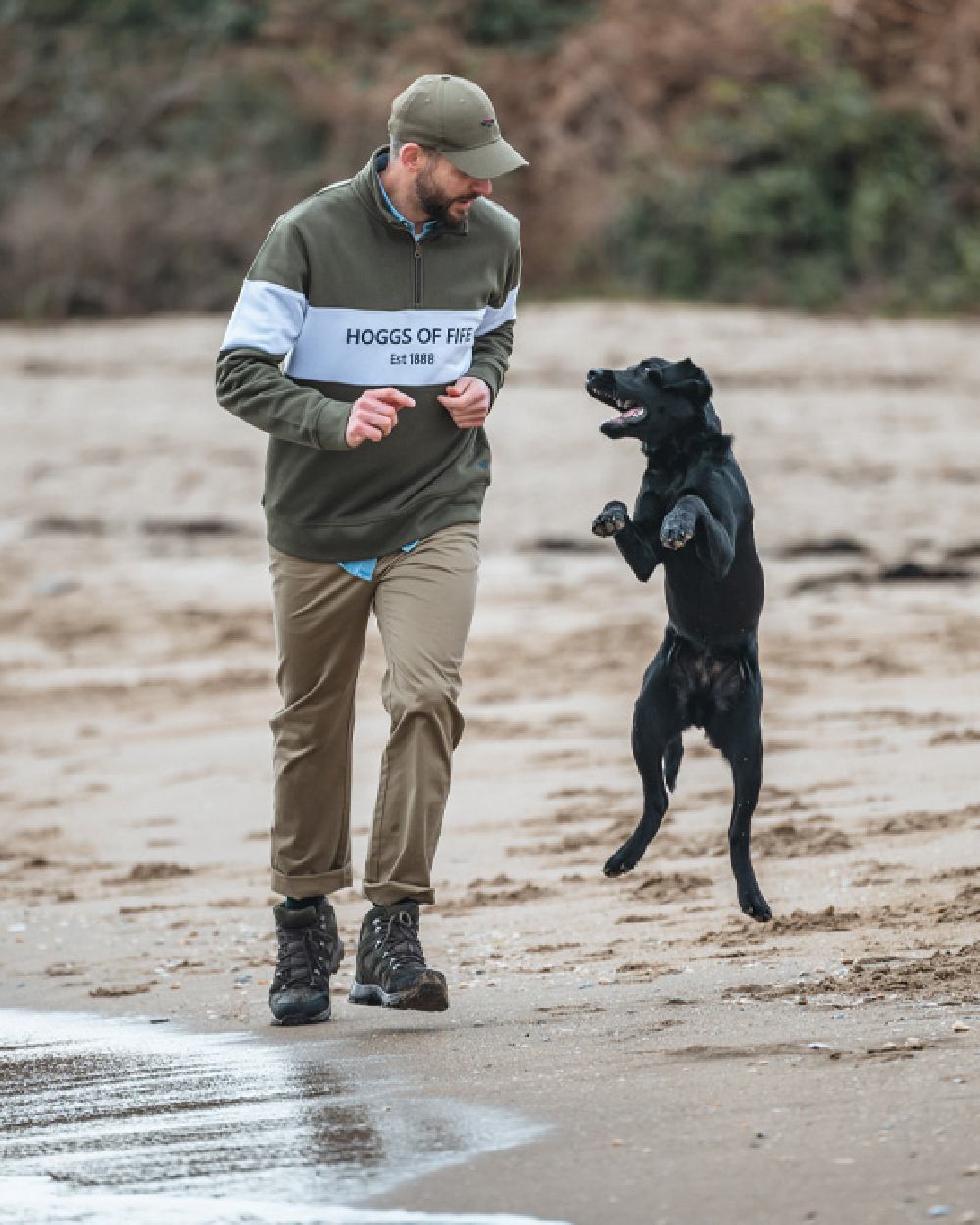 Olive Coloured Hoggs of Fife 1888 Baseball Cap on beach background