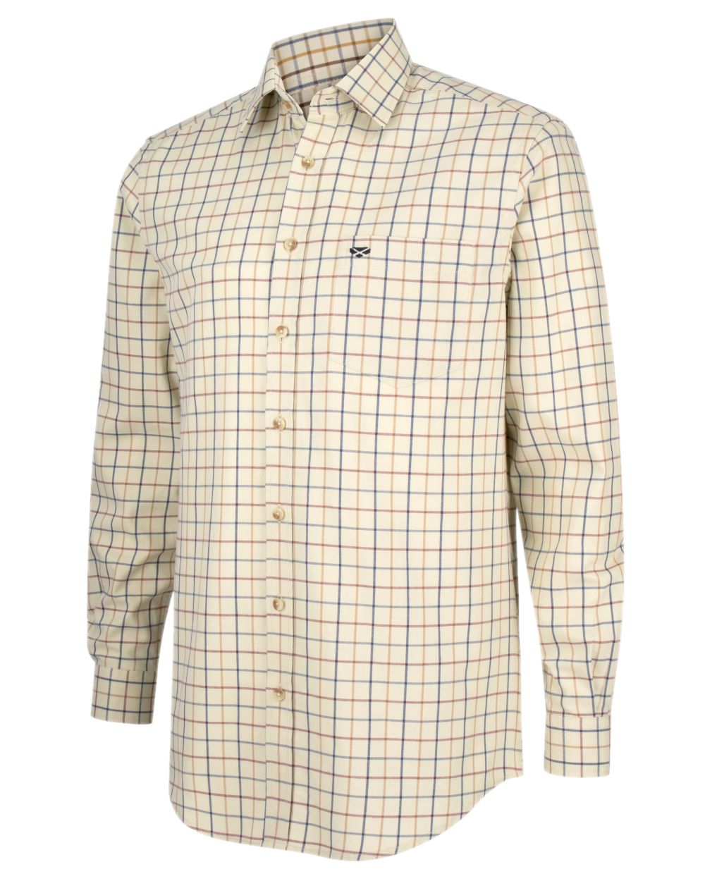 Ivory Tattersall Coloured Hoggs of Fife Ambassador Tattersall Shirt on white background