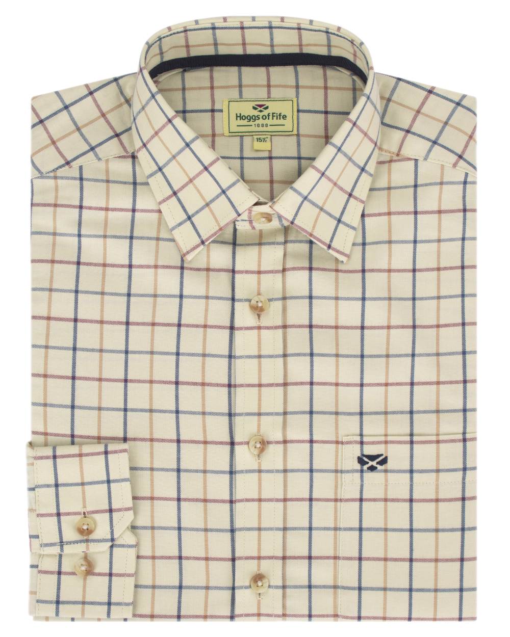 Ivory Tattersall Coloured Hoggs of Fife Ambassador Tattersall Shirt on white background