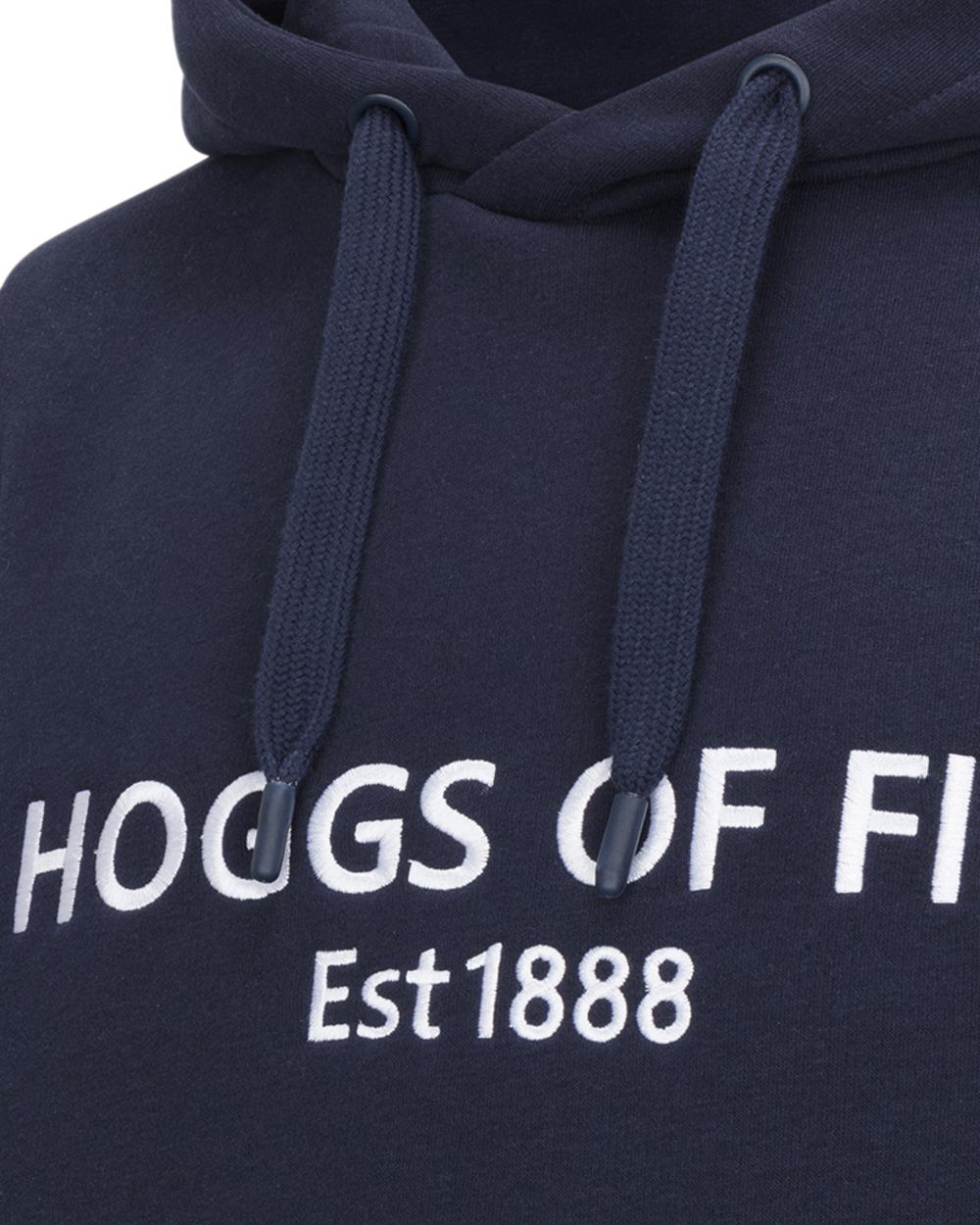 Navy Coloured Hoggs of Fife Annan 1888 Hoodie on white background